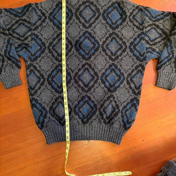 Vtg. Argyle Geometric Pattern Grandpa Sweater No Brand Size L - Picture 5 of 6